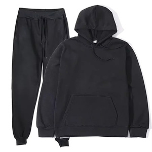 Conjunto Deportivo Unisex de Algodón Beige, Sudadera con Capucha y Pantalones Jogger, Color Sólido, Casual, Otoño, Manga Larga, Pantalones con Cordón y Conjuntos Deportivos Personalizados - Product Image 2