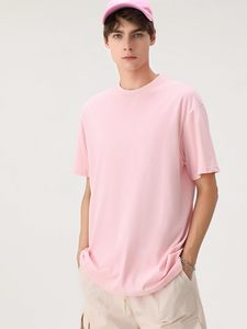 Camiseta de Algodón Rosa Extra Grande para Hombre, Manga Corta, Cuello Redondo, Informal, Color Sólido, Diseño Liso - Product Image 2