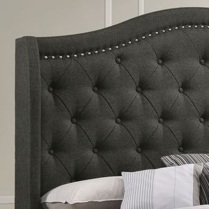 Lit Queen Size Gris Cuivre avec Tête de Lit Capitonnée, Confort et Style Assurés - Product Image 5
