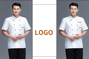 Custom Fashion French Personalized Polyester Cotton Jacket Unisex <b>Kitchen</b> Short Sleeve Restaurant Cafe Chef Uniform - Product Image 6