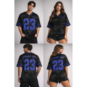 Maillot de football en mesh surdimensionné personnalisé avec impression par sublimation, unisexe, streetwear, t-shirt de sport à col en V - Product Image 1