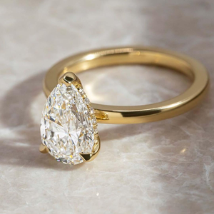 แหวนหมั้นเพชรทรงลูกแพร์เพาะเลี้ยงในห้องปฏิบัติการ ดีไซน์หรูหราแบบซ่อนในตัว ทำจากทองคำขาว 14K - Product Image 3