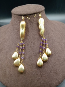 Boucles d'oreilles pendantes bohèmes pour femme, plaqué or, laiton, alliage de zinc, perles, style ethnique, bijoux de mariage - Product Image 2