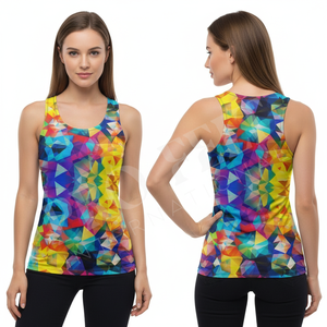 Hot Selling Custom <b>Polyester</b> Fabric Racerback Tank Top Plus Size Loose Fitted Athletic Summer Shirt for Yoga Gym Running - Product Image 3