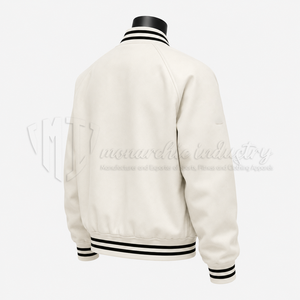 Chaqueta Universitaria Blanca Personalizada, Chaqueta de Béisbol Varsity Premium, Fabricante OEM - Product Image 6