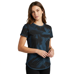 T-shirt à manches courtes pour homme, col rond, 100% polyester, tricoté, respirant, motif peint à la main, coupe décontractée - Product Image 2