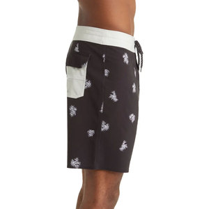 Short de bain décontracté pour homme à imprimé palmiers, séchage rapide, taille à cordon de serrage, longueur courte, taille mi-haute, 100% polyester - Product Image 4