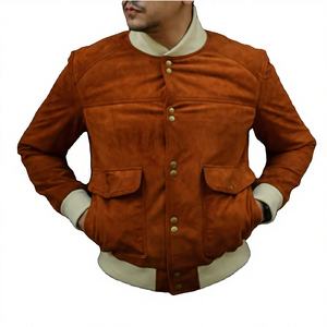 Chaqueta Bomber de Cuero Genuino para Hombre, Estilo Urbano, Resistente al Viento y al Agua, Corte Ajustado, Ecológica, Color Marrón TAN, Nueva Llegada - Product Image 1