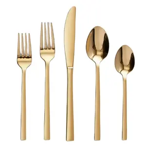 2023 nouvelle collection de couverts décoratifs avec motif de logo plaqué or anti-dérapant ensemble de couverts de table argenterie en vente - Product Image 1