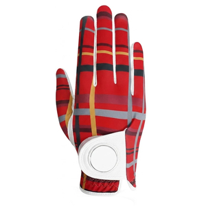 Gant de golf respirant pour droitier, blanc et rouge, en cuir de chèvre, antidérapant, fermeture à enfiler, unisexe, sport - Product Image 2