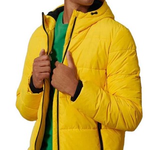 AZORES SPORTS <b>Yellow</b> Color Coated Canvas <b>Puffer</b> <b>Jackets</b> Men's Winter High Street Style Long Sleeve Eco-Friendly Polyester - Product Image 2