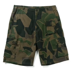 Shorts cargo pour homme, couleur unie, taille mi-haute, fermeture élastique, poches avec cordon de serrage, séchage rapide, nylon/coton, style streetwear, longueur Bermuda - Product Image 5