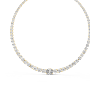 Collier en or jaune plaqué avec diamants de laboratoire, chaîne à maillons et pendentif pour mariage, fête ou cadeau - Product Image 1