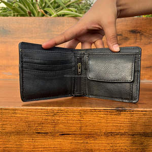 Nouvel arrivage de portefeuille de luxe en fourrure de vachette pour hommes, cuir marron usiné à la main avec longue fermeture éclair RFID, porte-monnaie, cadeau pour lui - Product Image 6