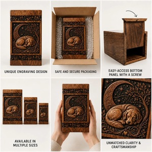 Personalized Wooden Dog Urn Eco-Friendly & Durable American Style <b>Memorial</b> Ashes <b>Box</b> for Pet Cremation 200 Cubic Inch Capacity - Product Image 6