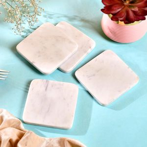 Square Marble Tea <b>Coasters</b> Tea <b>Coaster</b> Dining Table Decor Accessories <b>Coaster</b> <b>Set</b> of 4 for Dining Table - Product Image 2