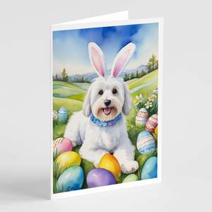 Coton De Tulear Whimsical A7 tamaño 5x7 tarjetas de notas en blanco Paquete de 8 tarjetas de felicitación de caza de huevos de Pascua con sobres - Product Image 1