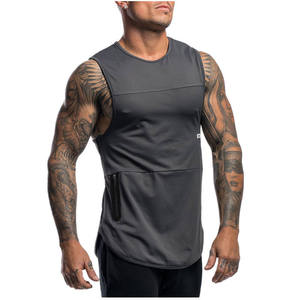 <b>Men's</b> Camouflage Knitted O-Neck Tank Top With Zipper Pocket Sporty Fitness <b>Singlet</b> Quick Dry Polyester Sleeveless <b>Singlets</b> - Product Image 2