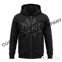 Sudadera con capucha Spider Streetwear Oversized Unisex de algodón polar, cómoda, con cremallera, de moda, con aplique sólido y efecto desgastado ácido