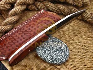 Cuchillo de hoja fija forjado a mano con mango de madera, cuchillo de supervivencia para bushcraft con funda. - Product Image 4