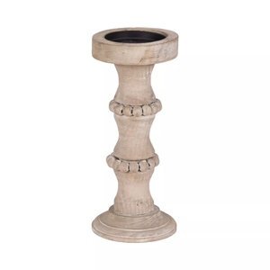 Contemporary design <b>White</b> wash pillar candle holder rustic wooden candle stand farmhouse candle holder offer customizations - Product Image 1