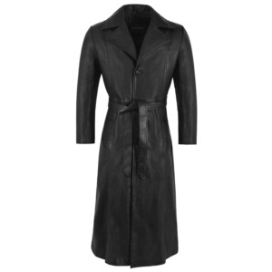 Gabardina Personalizada Inspirada en la Película BLADE, 100% Cuero Napa Suave Genuino, Color Negro, Largo Completo, Para Todas las Temporadas, Para Hombre - Product Image 1
