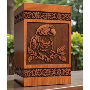 Wooden Urn with Decorative Lid for Ashes Classic Wooden Cremation Urn with Natural Finish by AYAANS - Product Image 1