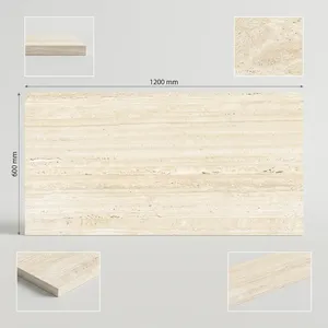 Carreaux de porcelaine haut de gamme PEPAL TRAVERTINE GOLD 600x120, finition mate rustique, antidérapants, adhésifs, pour hôtel, hall et villa - Product Image 5