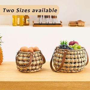 Aesthetic Artisanal Eco-Friendly Vintage Weaving Multi Functionality <b>Egg</b> Fruit Kitchen Storage Items Water Hyacinth <b>Basket</b> - Product Image 3
