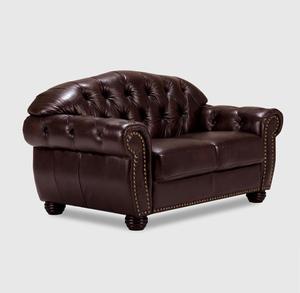 Duraster Premium Chesterfield Genuine Leather Two Seater <b>Sofa</b> Eco Friendly Foam Filled Tufted Back Rolled Arms Solid Wood <b>Legs</b> - Product Image 1