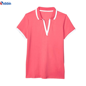 Nouveau design personnalisé de polos pour femmes, polos confortables en coton pour femmes, col rayé, coupe ajustée décontractée - Product Image 2