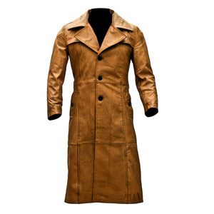 <b>Men</b> Modern Style <b>Long</b> Leather <b>Coat</b> Premium Quality Waterproof & Eco-Friendly Customized Color & Size for Winter Comfort - Product Image 1