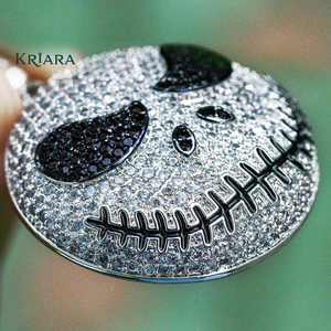 Colgante con Rostro de Jack Skellington, Plata 925, Bañado en Rodio, Diamante Cultivado en Laboratorio, Cristal, Estilo Hiphop, Unisex, Uso Diario - Product Image 1