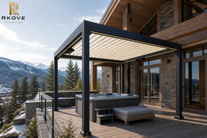 Pérgola Moderna de Aluminio con Recubrimiento en Polvo para Exteriores Rkove Freestanding Mountain Spa 5x5m con Interfaz para Calefactor e Iluminación LED - Product Image 1