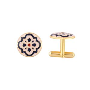 Mancuernillas de Lujo con Baño de Oro y Latón, Diseño Floral Esmaltado, Accesorios para Camisa Formal de Hombre, Regalo de Boda o Negocios, Juego de Mancuernillas de Diseñador - Product Image 3