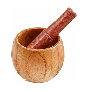 Mortero y pilón de madera ecológicos hechos a mano, herramienta manual para moler en la cocina 149 - Product Image 3