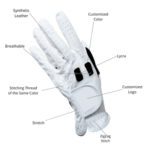 Guante de Golf de mano izquierda con logotipo personalizado de alta calidad, cuero sintético transpirable, PU, hecho para hombres y mujeres, equipo deportivo Cabretta de Indonesia - Product Image 5