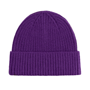 Custom Blue Purple Jacquard Knitted Bennie Hats Winter Warm Beanies for <b>Men</b> Women - Product Image 2