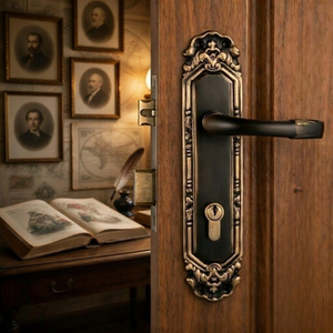 Manija de Puerta de Lujo Leo Custos de 10 Pulgadas |   Manija de Palanca Decorativa Negra Antigua |   Herrajes Arquitectónicos Premium para Puertas, Modelo - Product Image 2