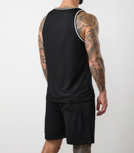 High Quality OEM Custom Men's Black & <b>white</b> Contrast Tank Top and Shorts <b>Set</b>- <b>2</b> <b>Piece</b> Gym Sportswear Breathable Eco-Friendly <b>Set</b> - Product Image 2