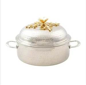 Wholesale Customizable Stainless Steel Casserole Pot With Lid Round Polished Design Gold Printed Accents - Product Image 2