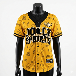 Camiseta de béisbol para mujer, malla de poliéster premium, ribete amarillo y negro, bordado personalizado en sarga, camiseta de béisbol de algodón para mujer - Product Image 3