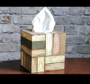 Caja de pañuelos de madera con forma cuadrada para dormitorio, baño, encimera de cocina y decoración de sala de estar - Product Image 3