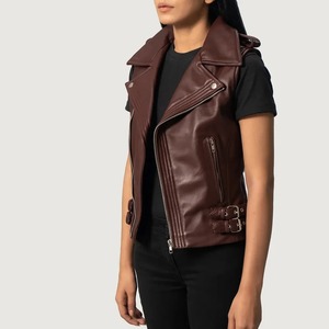 Chaleco de Cuero Genuino para Mujer, Impermeable, Resistente al Viento, Transpirable, Ecológico, Estilo Urbano, para Motociclistas - Product Image 1
