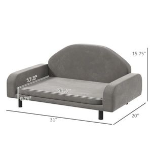 31\" Grey <b>Pet</b> <b>Sofa</b> with Cushion Comfortable <b>Pet</b> Beds - Product Image 4