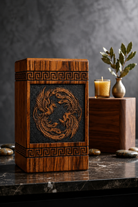 Wooden Cremation Urn Carved <b>Memorial</b> Keepsake <b>Box</b> Decorative Ash Container Adult Funeral Gift - Product Image 2