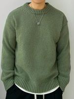Pull-over décontracté pour homme en tricot uni respirant à manches longues et col rond, mode automne-hiver, chaud, avec logo BD sur le devant
