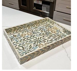 Atractiva MOP Mother Pearl Inlay Tray Bandeja de servicio decorativa de tamaño personalizado para restaurante en casa - Product Image 2