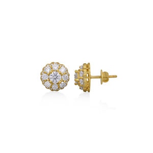 Boucles d'oreilles clous solitaires rondes en or jaune Flora, bijoux classiques pour femmes au meilleur prix - Product Image 4