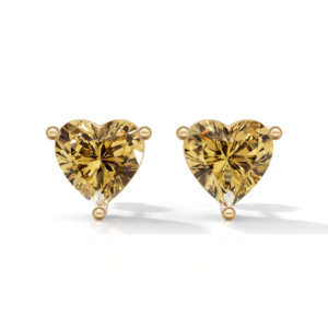 Heerani Jewels Citrine IGI Certified 925 Sterling <b>Silver</b> 1.9g Classic Gold Plated Trendy <b>Heart</b> Shape Stud Claw Setting Unisex - Product Image 1
